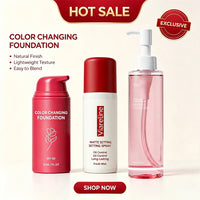 3-Piece Makeup Set: Foundation, Setting Spray, and Cleansing Oil