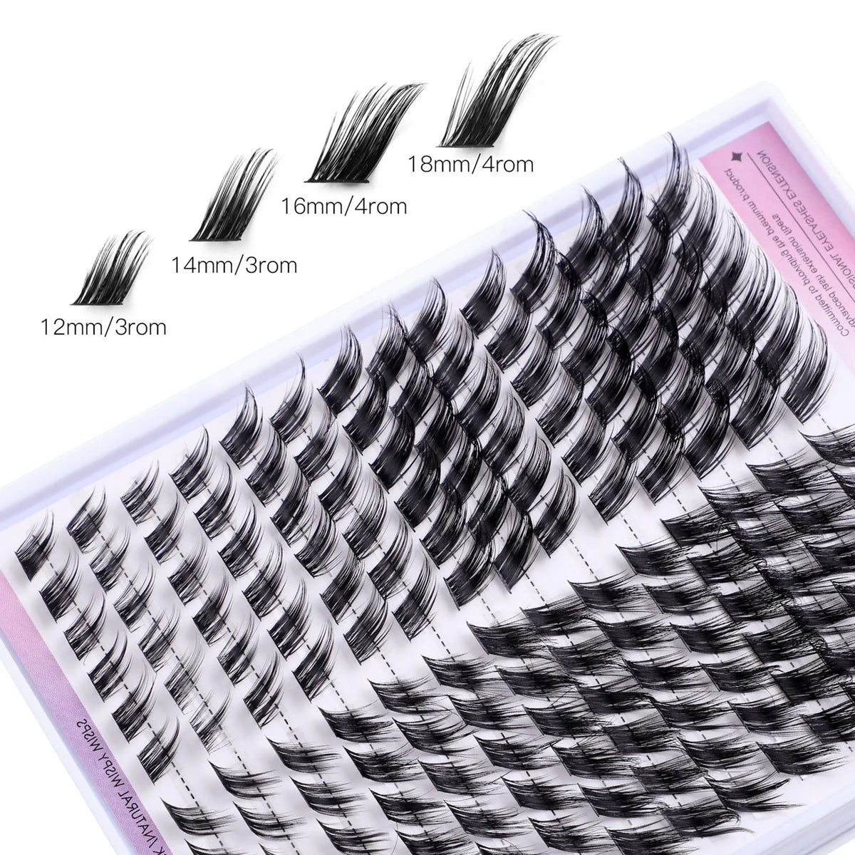 168-Row DIY Cluster Eyelash Extension Kit with Bond and Seal Glue (12-18mm D Curl)