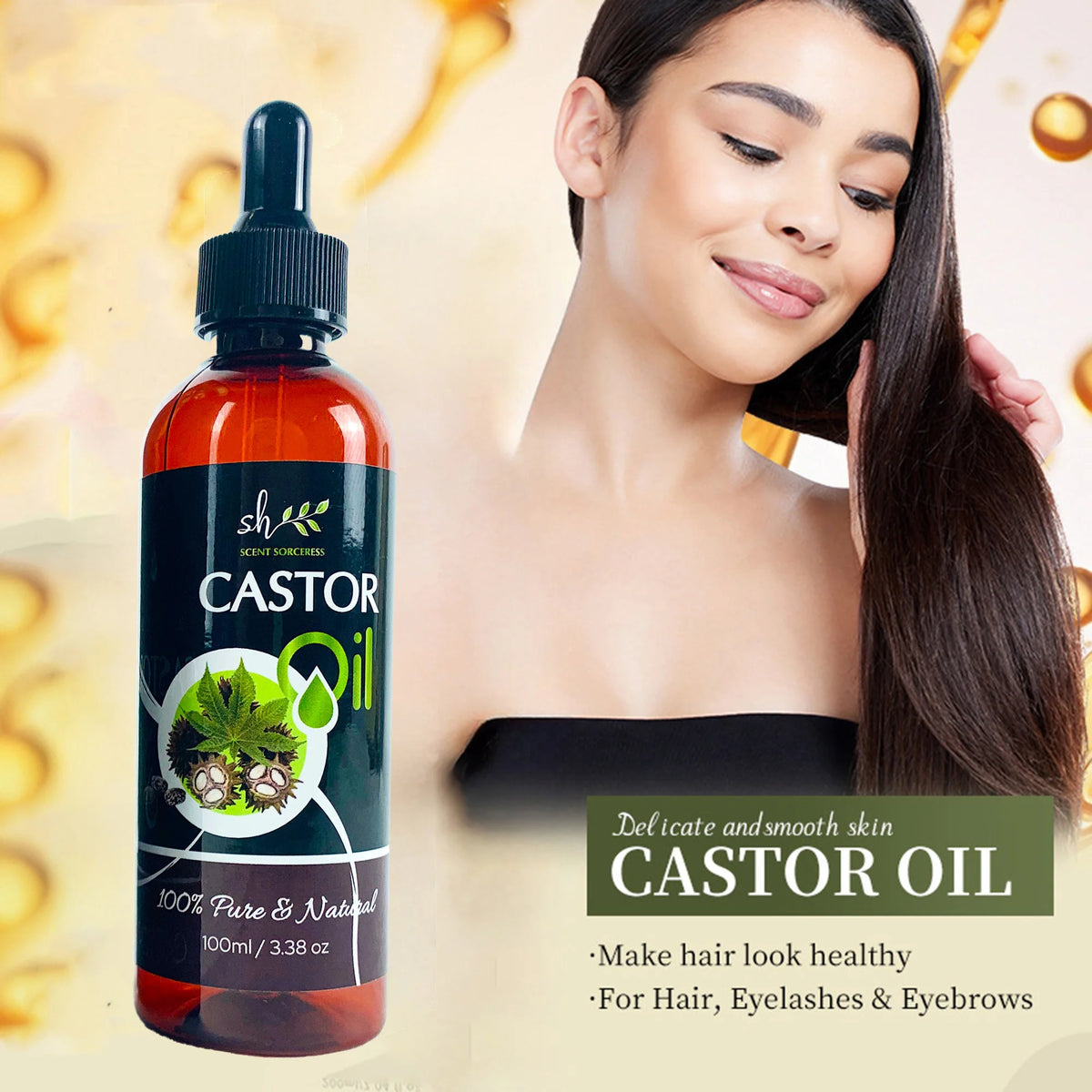100ml Pure Castor Massage Oil for Hair and Skin Repair