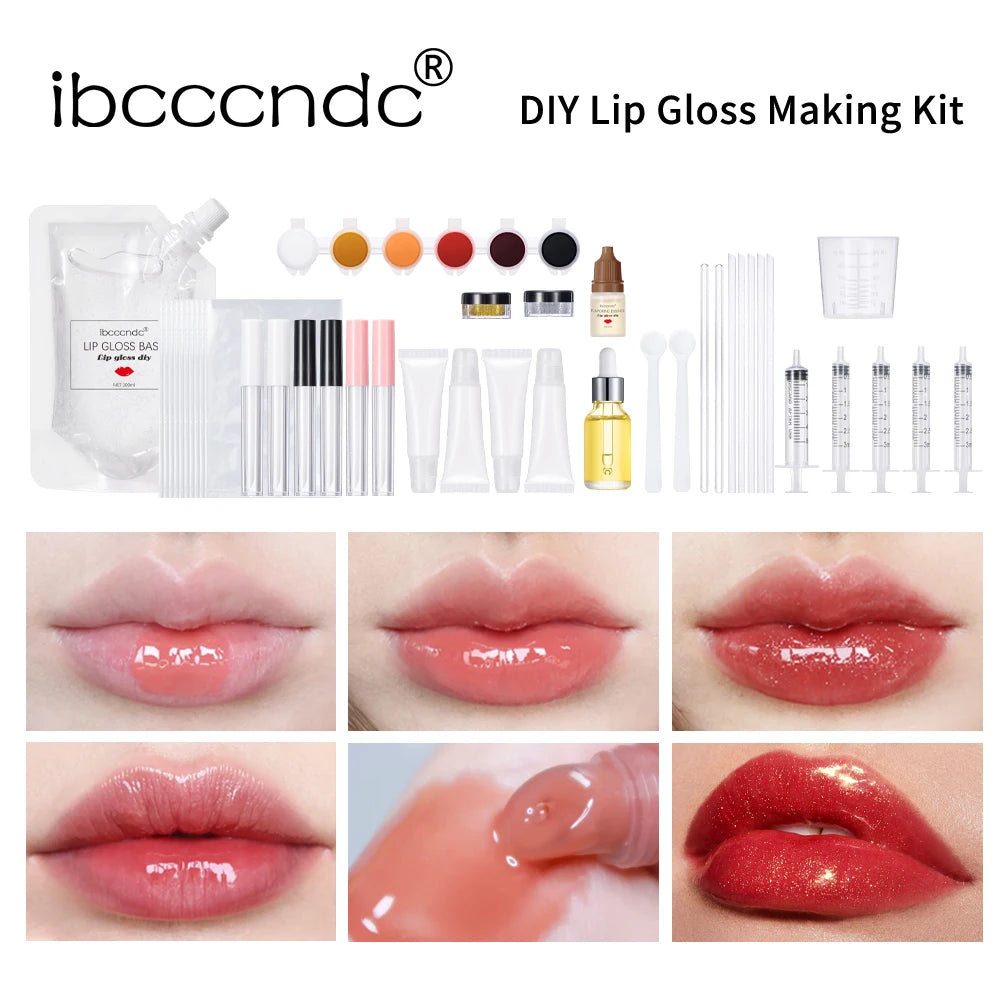 DIY Moisturizing Lip Gloss Making Kit with Glitter and Tools