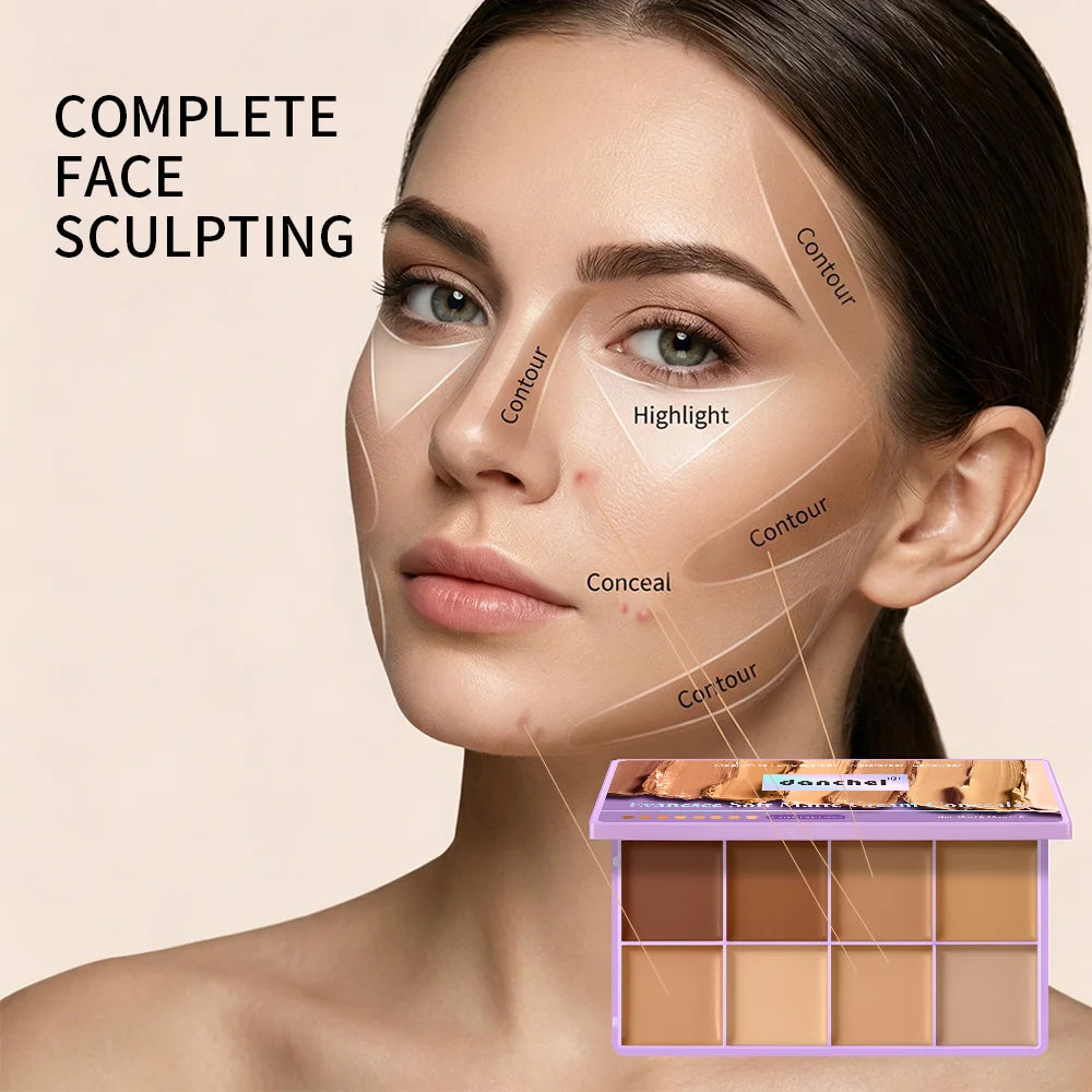 8-Shade Full Coverage Matte Cream Concealer Palette