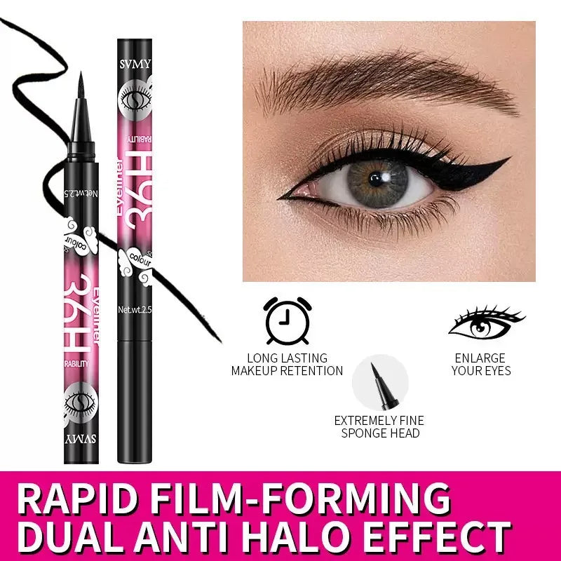 12-Pack Waterproof Long-Lasting Black Liquid Eyeliners