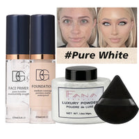 4-Piece Face Makeup Set with Primer, Foundation, and Setting Powder
