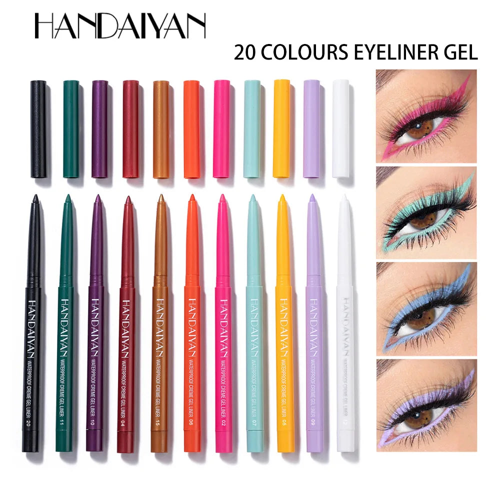 20-Piece Waterproof Matte Colored Eyeliner and Eyeshadow Pencil Set Gift Box