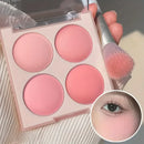 4-Color Matte Blush Palette - Waterproof Long-Lasting Pink Purple Tones