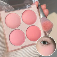 4-Color Matte Blush Palette - Waterproof Long-Lasting Pink Purple Tones