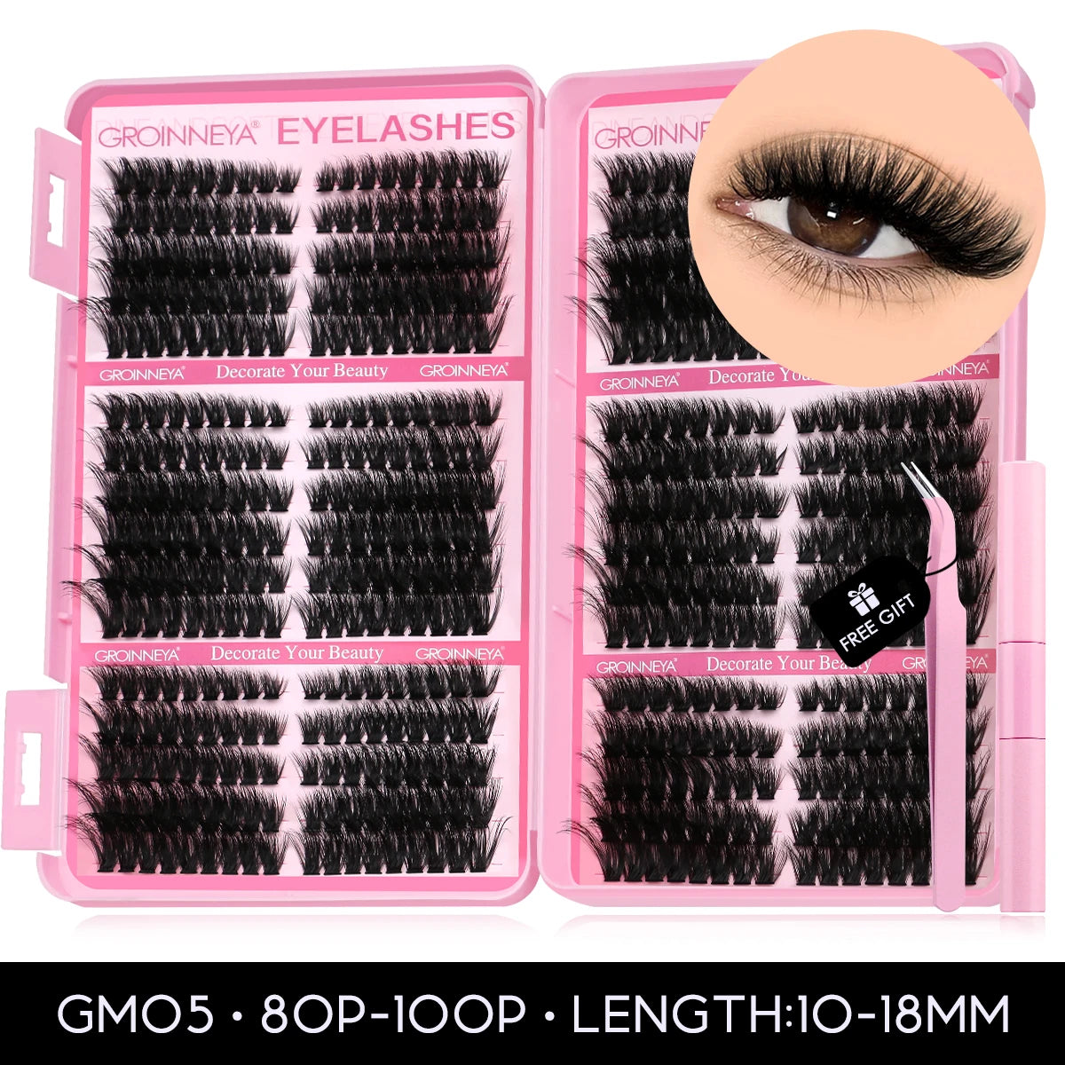 640 Pcs D Curl Lash Clusters Kit with Waterproof Reusable Extensions