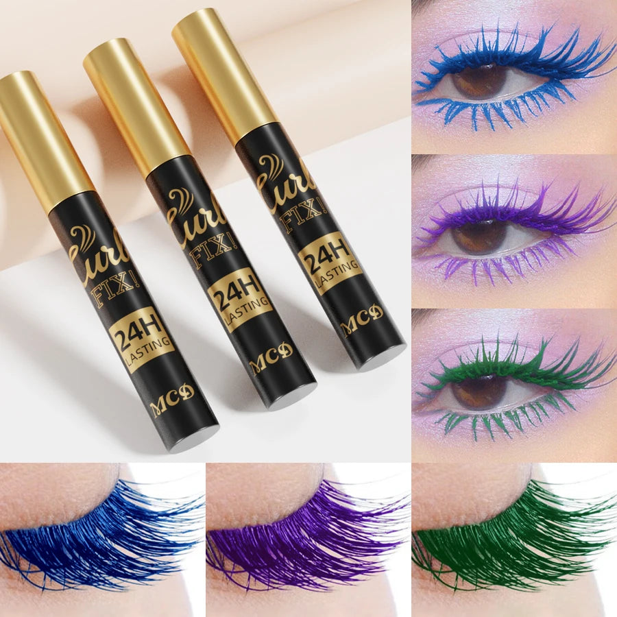 3-Piece Colorful 3D Silk Fiber Waterproof Mascara Set (Blue, Green, Purple)
