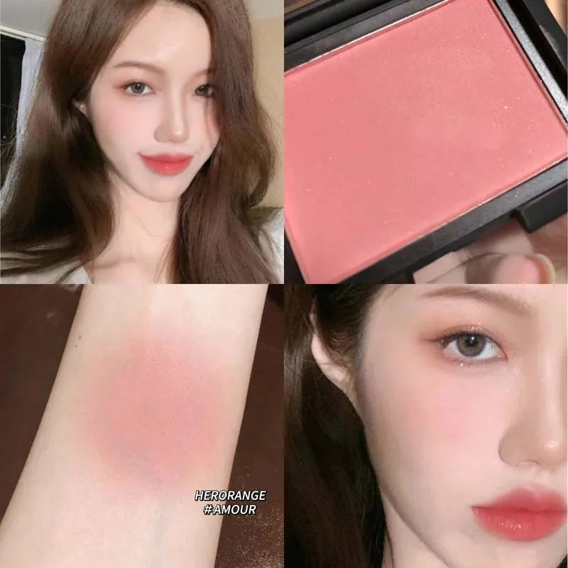 Monochrome Matte Blusher Palette Soft Silky Cheek Natural Facial Rouge Plate Lasting Nude Low Saturation Powder Blusher Makeup