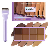 8-Color Full Coverage Matte Cream Concealer Palette with Brush