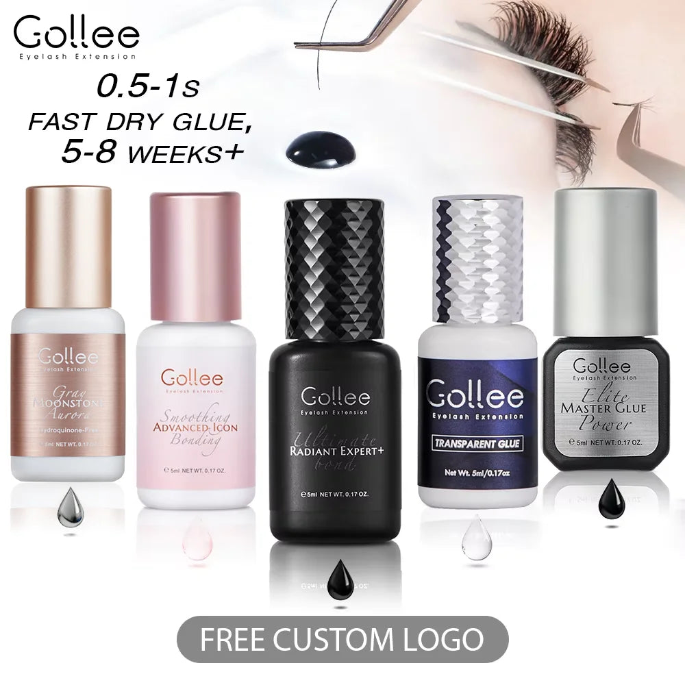 Gollee 0.5s Fast Dry Eyelash Extension Glue 6-8 Weeks Long Lasting Adhesive