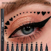 8-Piece 2-in-1 Waterproof Stamp Eyeliner Set