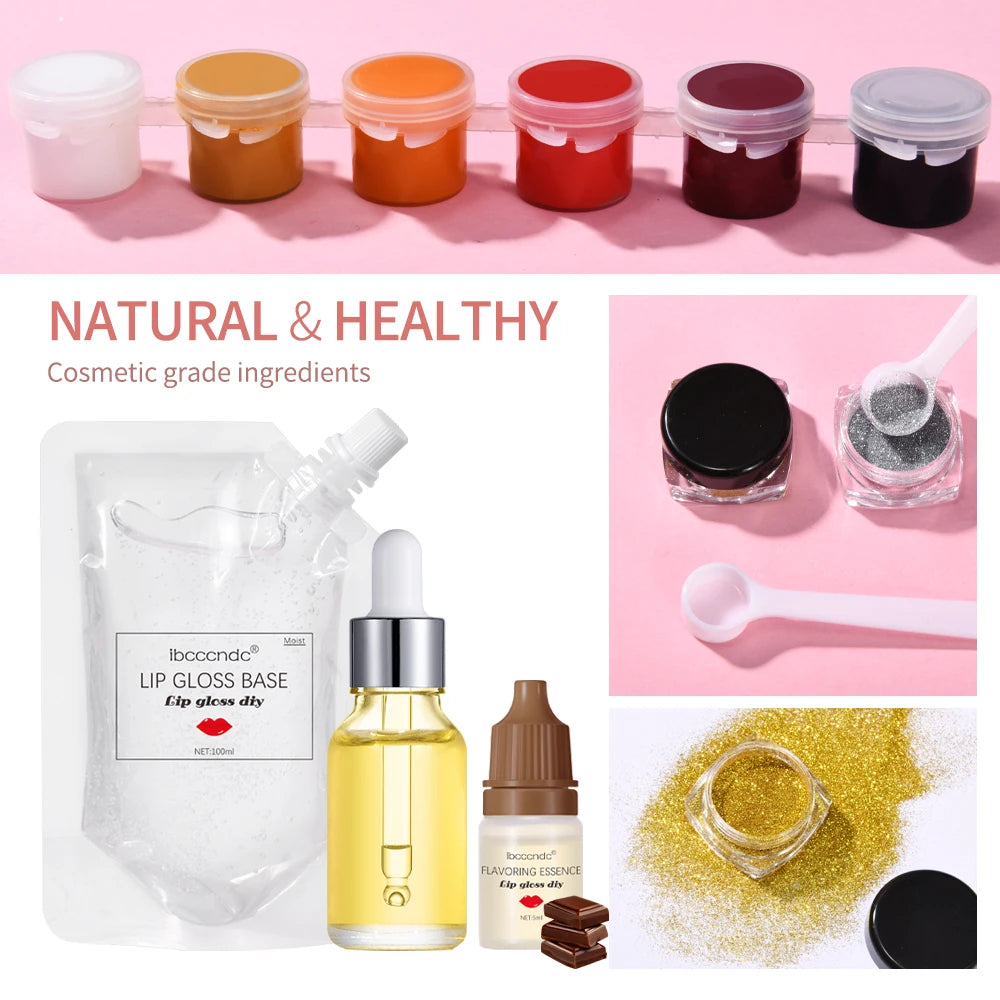 DIY Moisturizing Lip Gloss Making Kit with Glitter and Tools
