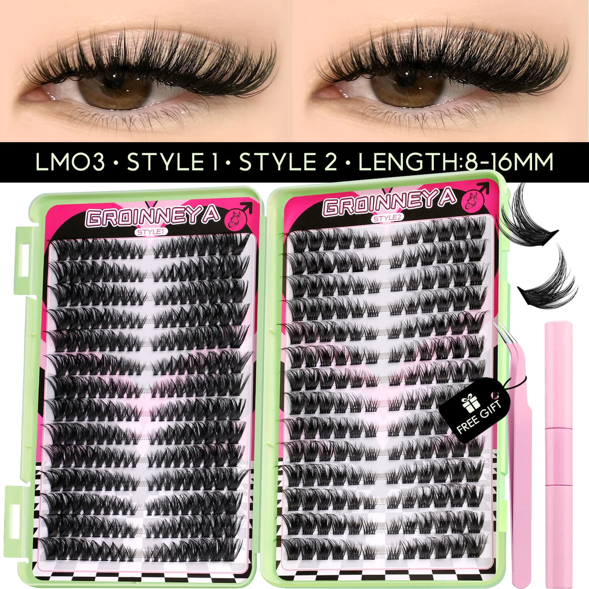 640 Pcs D Curl Lash Clusters Kit with Waterproof Reusable Extensions
