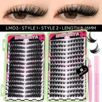 640 Pcs D Curl Lash Clusters Kit with Waterproof Reusable Extensions