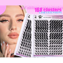 168-Row DIY Cluster Eyelash Extension Kit with Bond and Seal Glue (12-18mm D Curl)