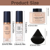 4-Piece Face Makeup Set with Primer, Foundation, and Setting Powder