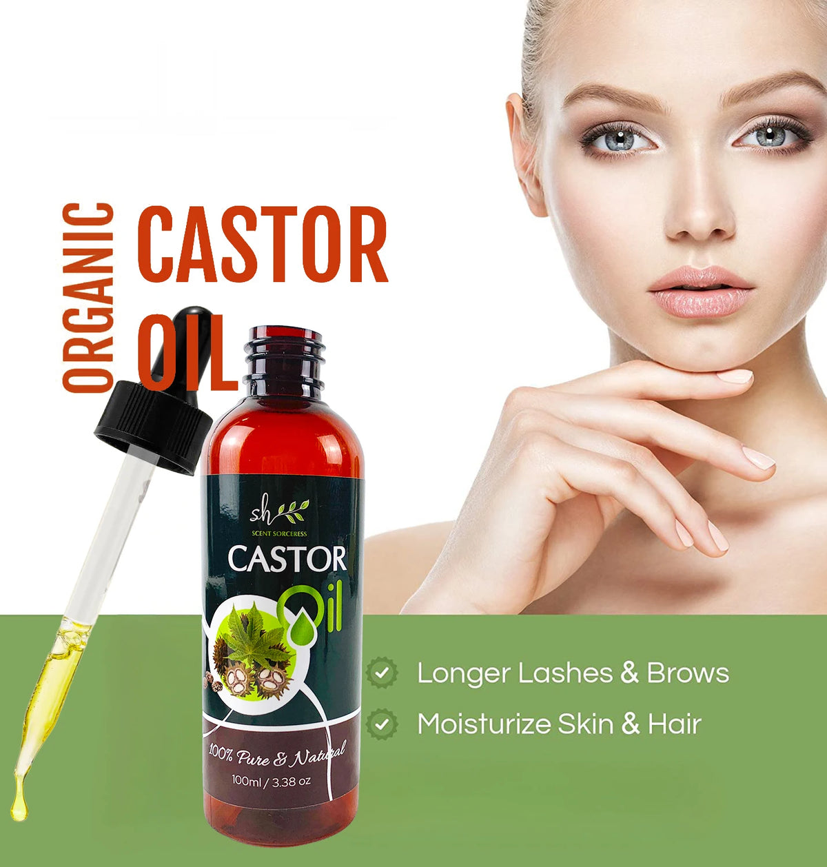 100ml Pure Castor Massage Oil for Hair and Skin Repair