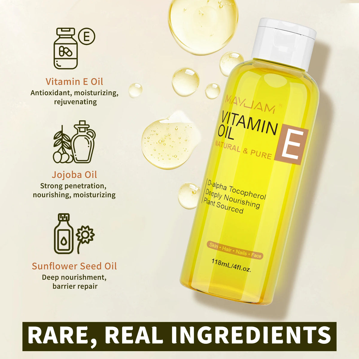 Vitamin E Oil for Skin, Hair and Body Massage