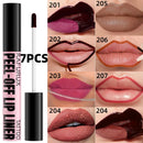7-Piece Peel Off Lip Stain Set - Long Lasting Waterproof Lip Tint