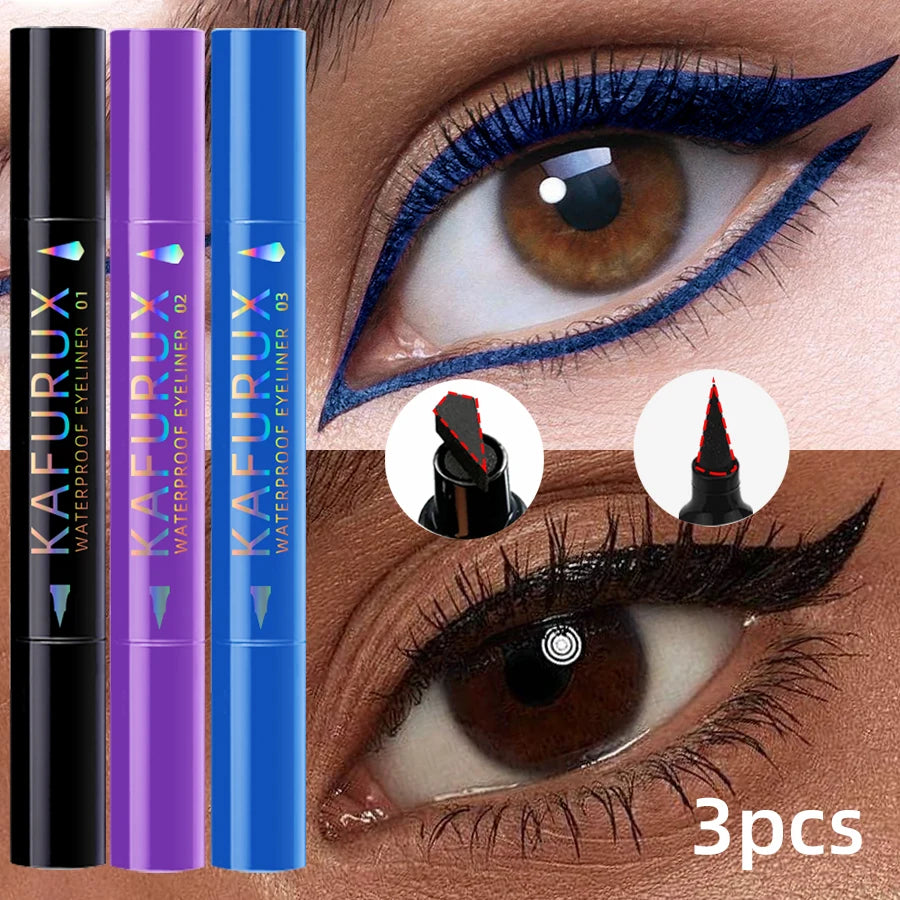3-Piece Double-Headed Star Stamp Eyeliner Set - Waterproof & Long Lasting