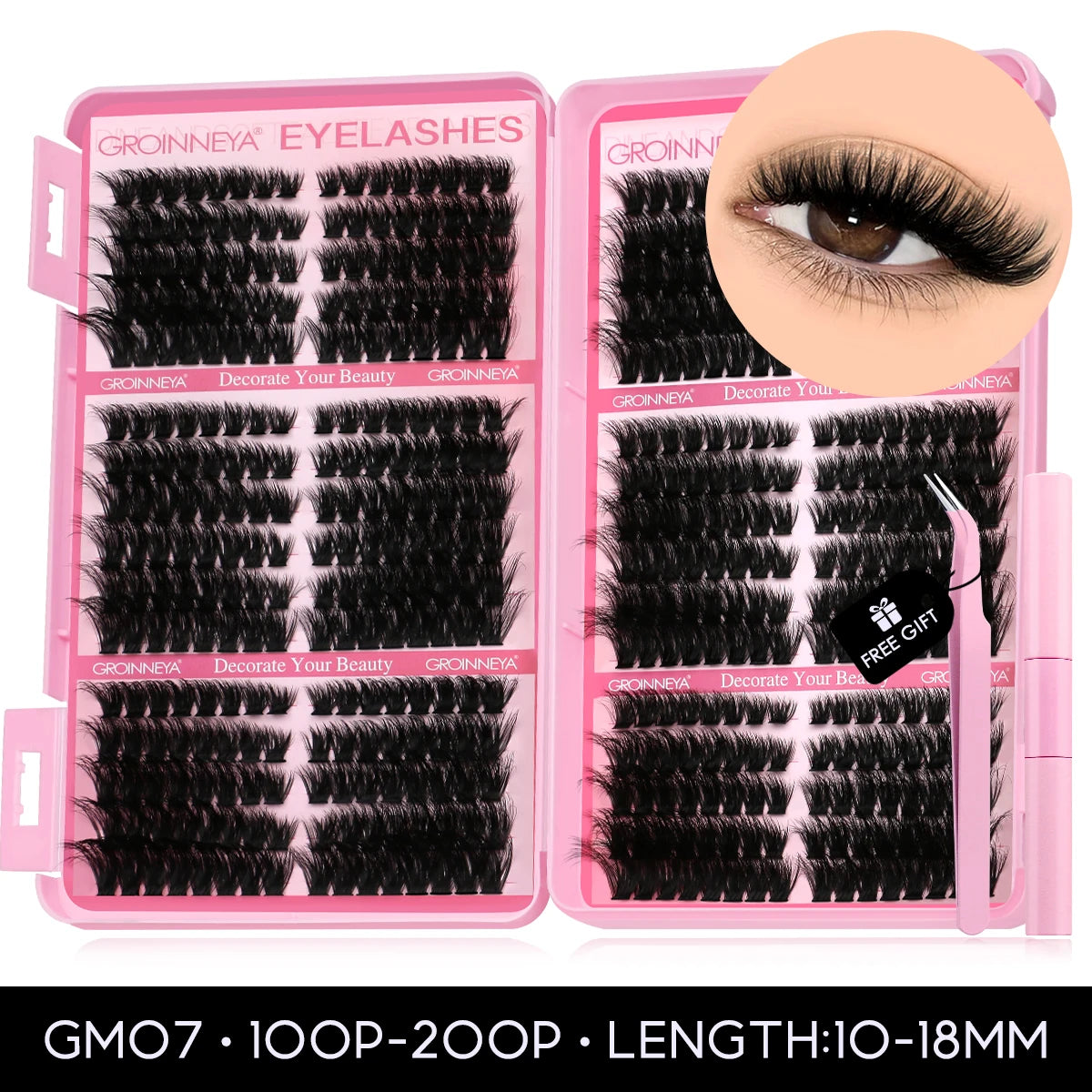640 Pcs D Curl Lash Clusters Kit with Waterproof Reusable Extensions