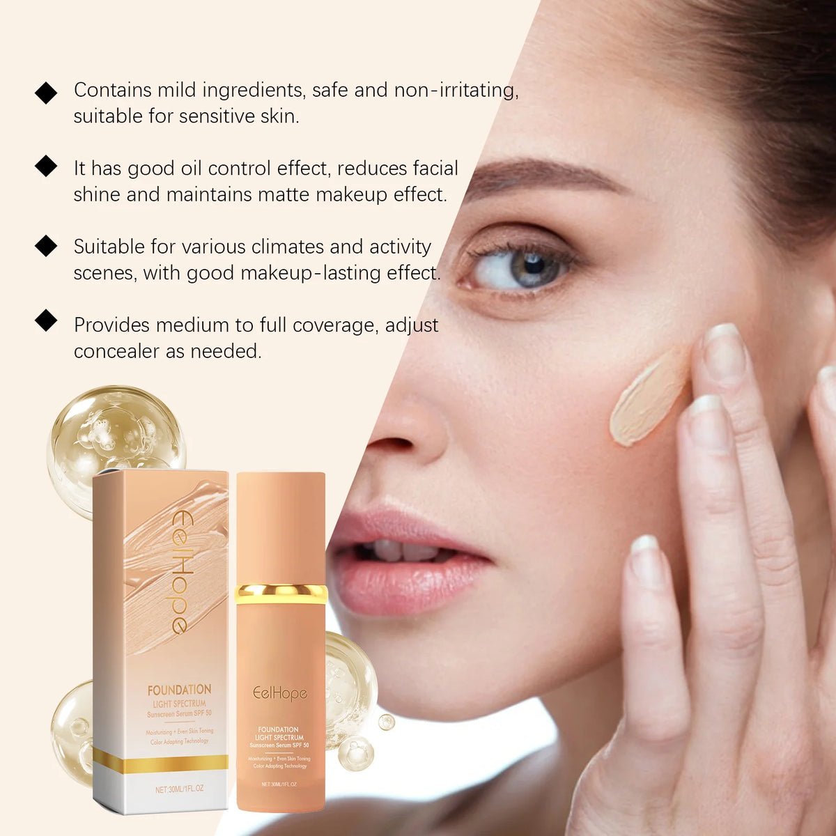 4-in-1 Color Changing Liquid Foundation SPF 50+