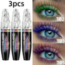 3pcs 5D Silk Fiber Waterproof Mascara Set - Black, Green, Blue, Purple