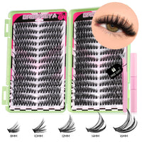 640 Pcs D Curl Lash Clusters Kit with Waterproof Reusable Extensions