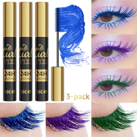 3-Piece Colorful 3D Silk Fiber Waterproof Mascara Set (Blue, Green, Purple)