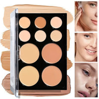 10-Color Cream Contour and Concealer Palette with Brush