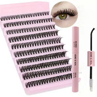 200-Piece Single-Cluster False Eyelash Set with Glue (10-16mm)