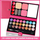 33-Color Portable Makeup Palette with Mirror, Blush, and Lipstick