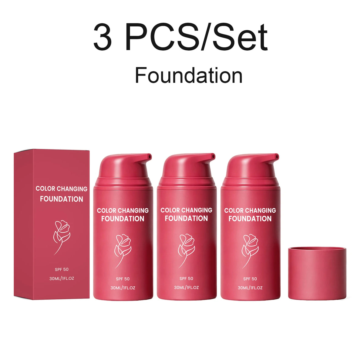 Thermal Color Changing Foundation and Matte Setting Spray Set with SPF 50
