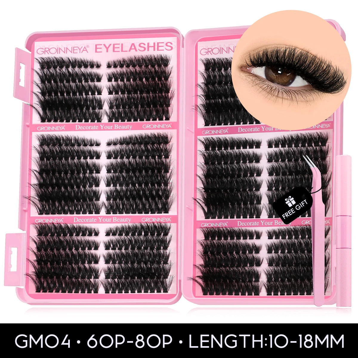 640 Pcs D Curl Lash Clusters Kit with Waterproof Reusable Extensions