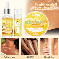 Pineapple Body Oil and Glaze Set with Rollerball Applicator