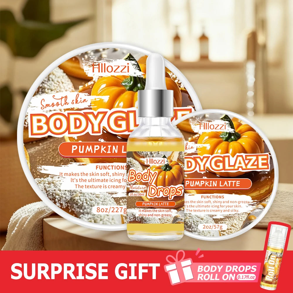 Pumpkin Body Care Set with Body Drops, Body Glaze, and Roll-on
