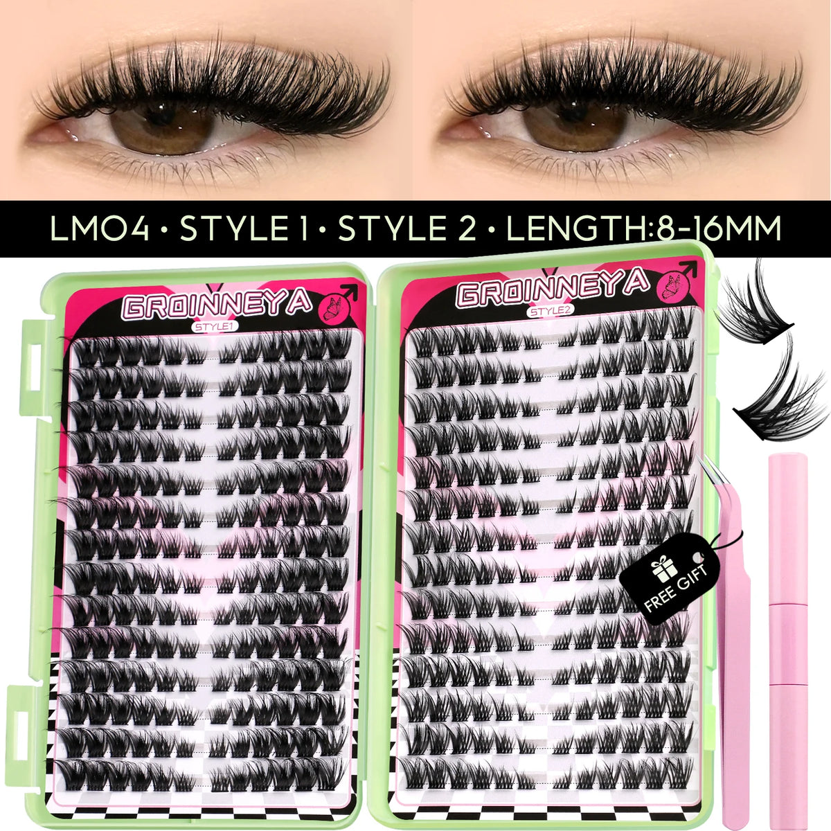 640 Pcs D Curl Lash Clusters Kit with Waterproof Reusable Extensions