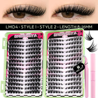 640 Pcs D Curl Lash Clusters Kit with Waterproof Reusable Extensions