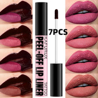 7-Piece Peel Off Lip Stain Set - Long Lasting Waterproof Lip Tint