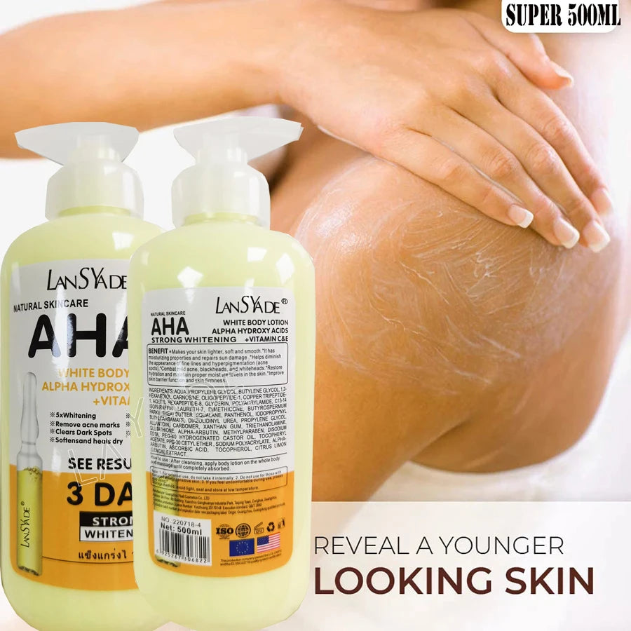 500ml Whitening Body Lotion with Alpha Hydroxy Acids and Vitamin C & E