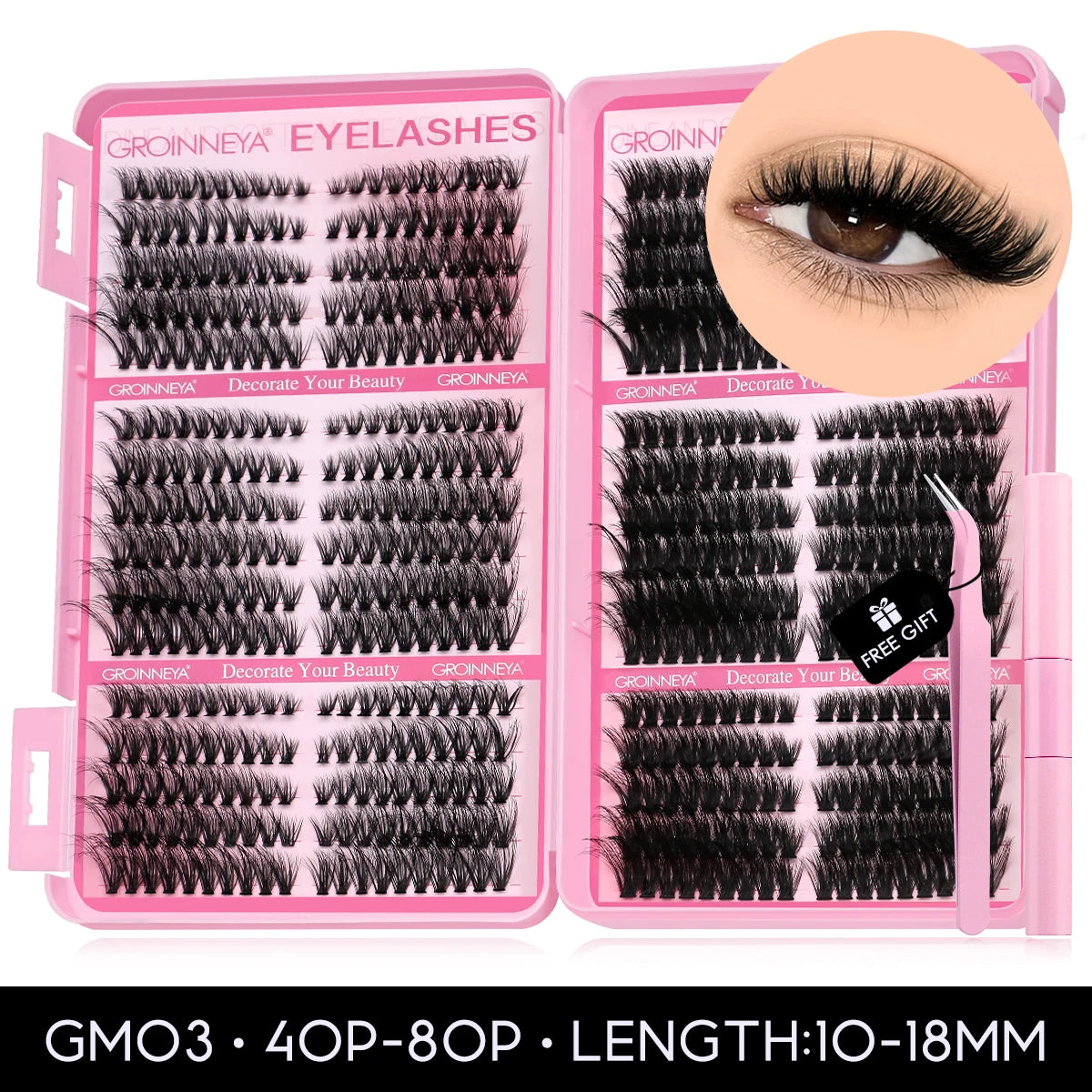 640 Pcs D Curl Lash Clusters Kit with Waterproof Reusable Extensions