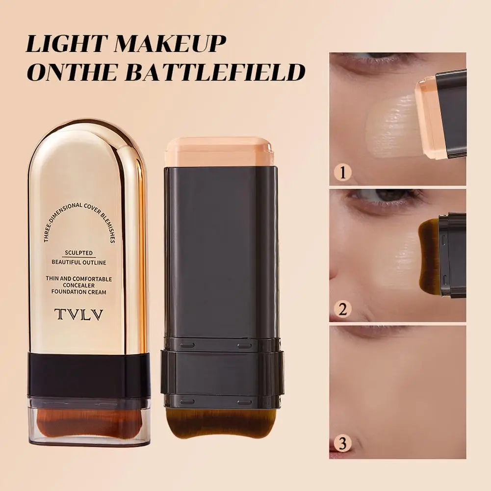 Waterproof Concealer Foundation Stick with Brush - Matte Finish