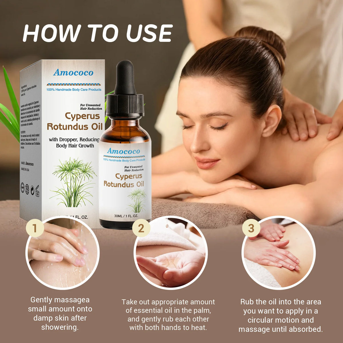Amococo Cyperus Rotundus Oil Soothing Post-Hair Removal Serum (30ml)