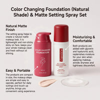 Thermal Color Changing Foundation and Matte Setting Spray Set with SPF 50
