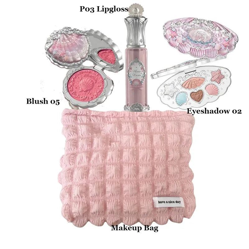 Moonlit Mermaid Makeup Set with Eyeshadow, Blush, Lip Gloss and Bag