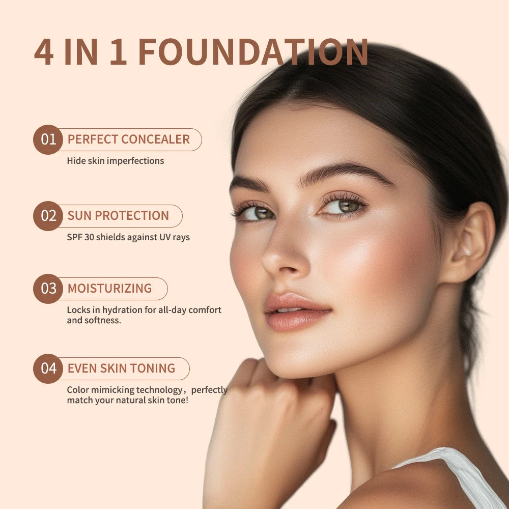 4-in-1 Color Changing Full Coverage Foundation and Concealer