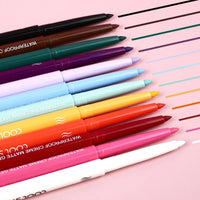 12-Color Waterproof Matte Eyeliner Pencil Set