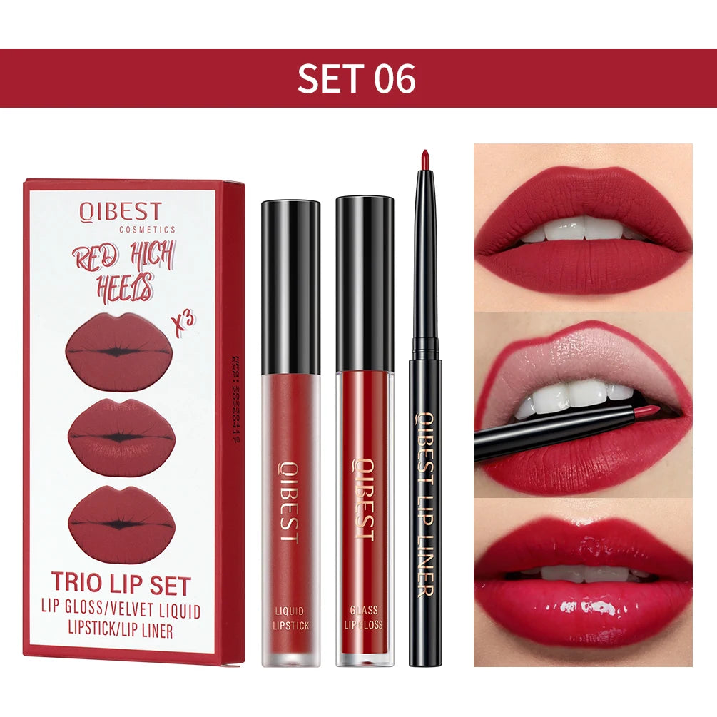 3pcs Matte Liquid Lipstick and Lip Liner Set
