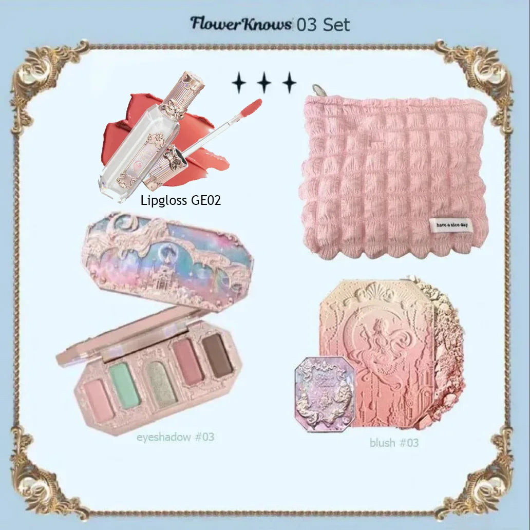 Moonlit Mermaid Makeup Set with Eyeshadow, Blush, Lip Gloss and Bag